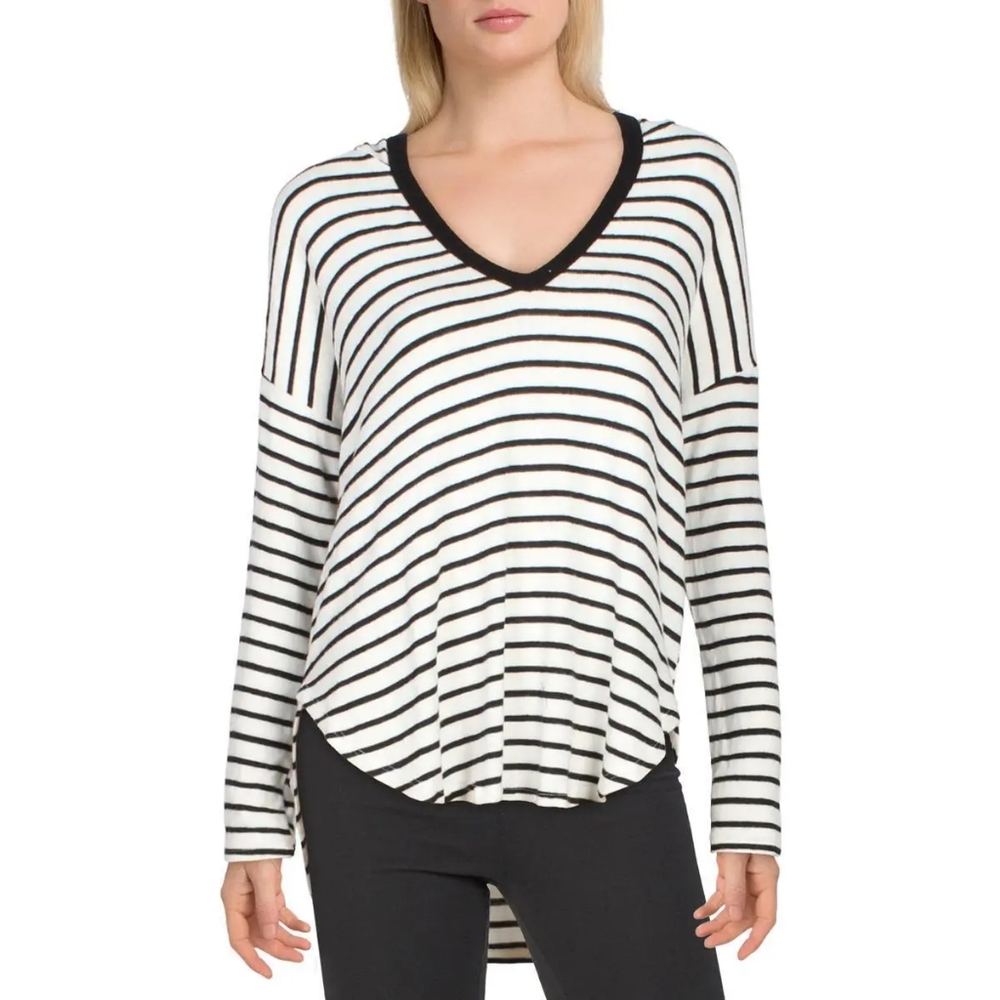 NWOT ANTHROPOLOGIE MARONIE Hi-Low Hooded V Neck Pullover Top Shirt